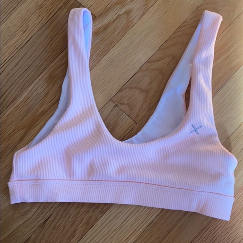 NWOT boutine LA pink ribbed bikini top